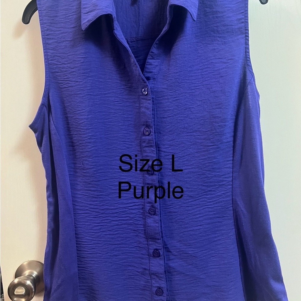 Ashley Blue Sleeveless Button-Down Top in Deep Purple